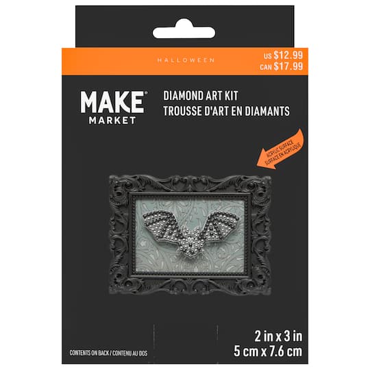 2" x 3" Bat Acrylic Surface Diamond Art Kit with Frame by Make Market®
